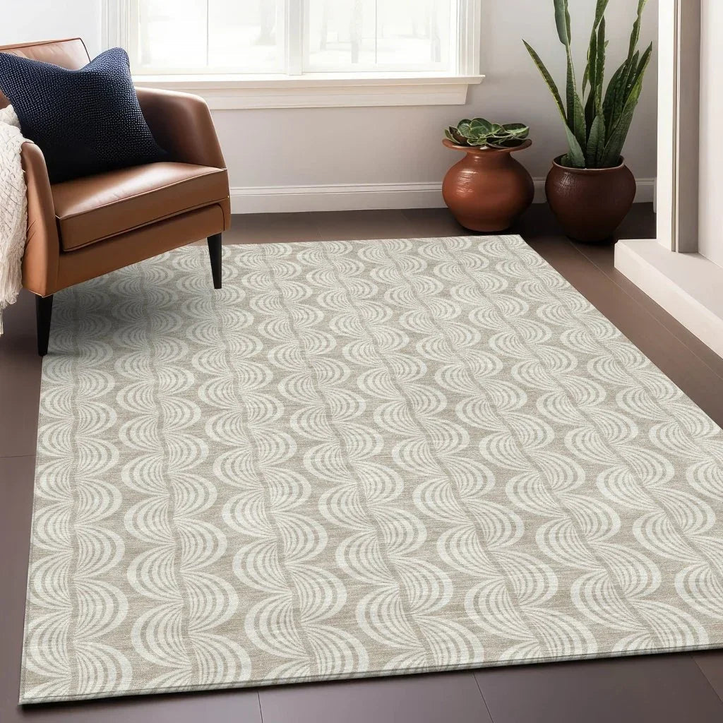Kairova Beige Washable Indoor-Outdoor Rug-Outdoor Rugs-LOOMLAN Rugs-LOOMLAN