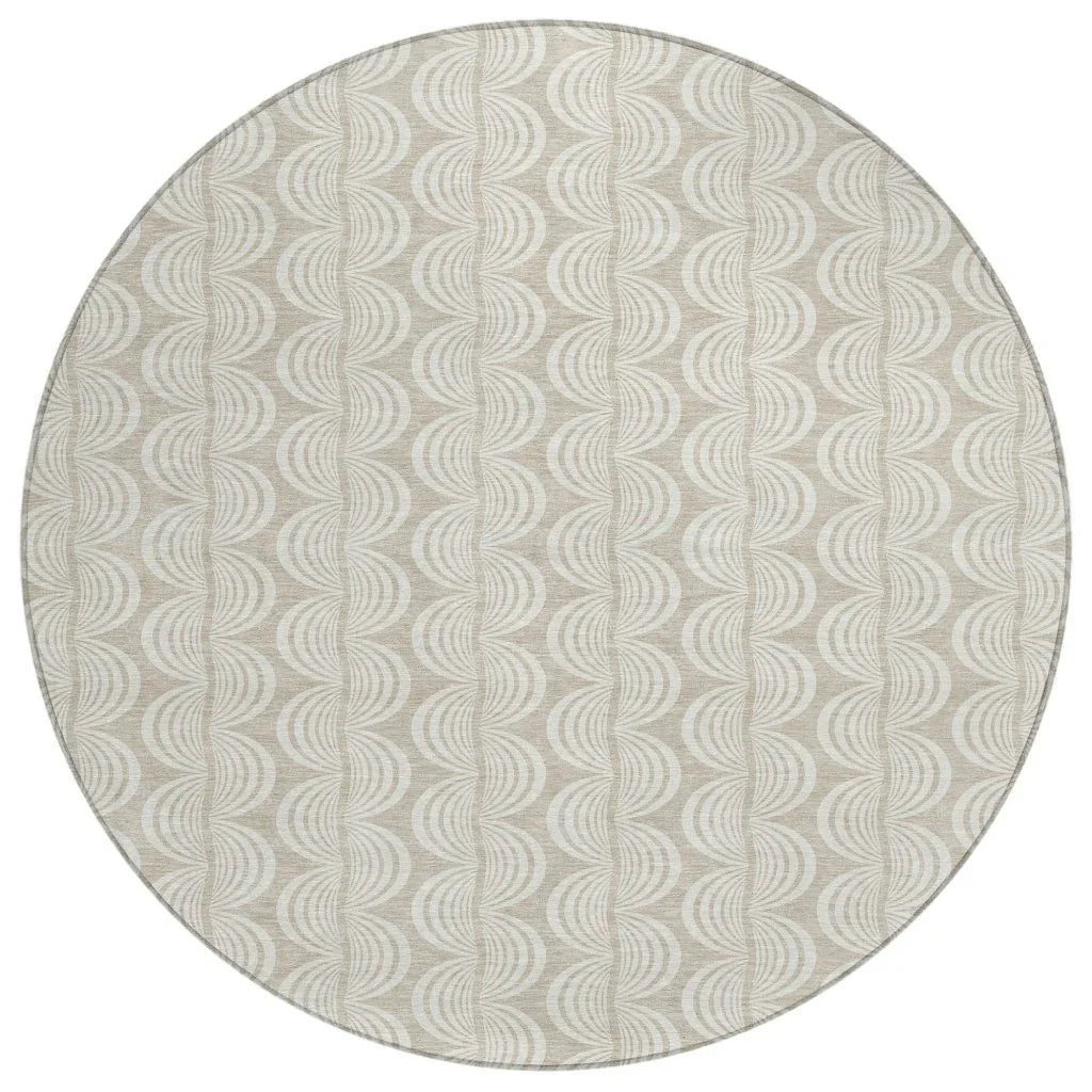 Kairova Beige Washable Indoor-Outdoor Rug-Outdoor Rugs-LOOMLAN Rugs-8' x 8'-LOOMLAN