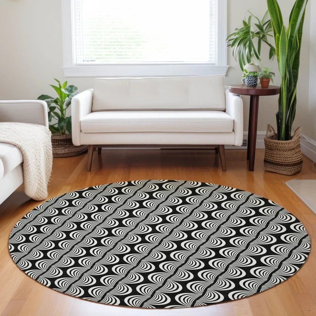 Kairova Black Washable Indoor-Outdoor Rug-Outdoor Rugs-LOOMLAN Rugs-LOOMLAN