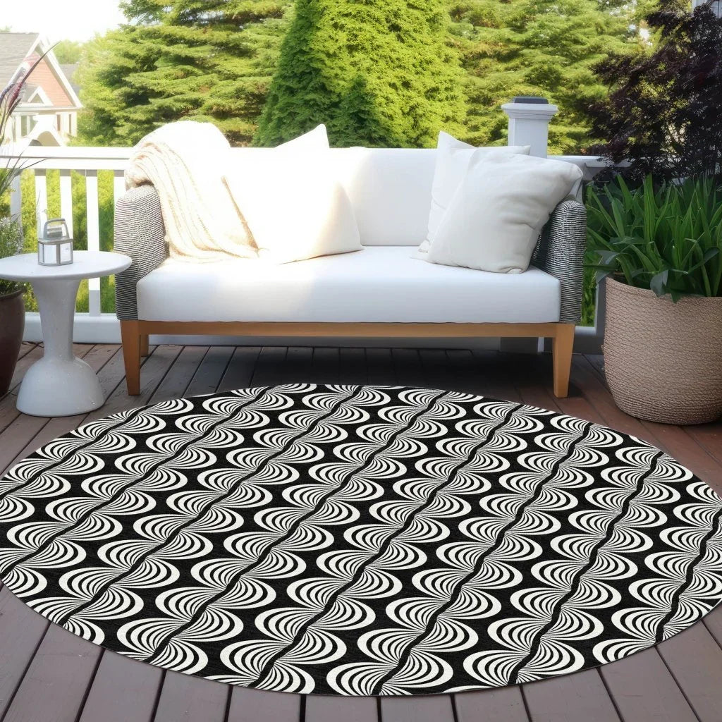 Kairova Black Washable Indoor-Outdoor Rug-Outdoor Rugs-LOOMLAN Rugs-LOOMLAN