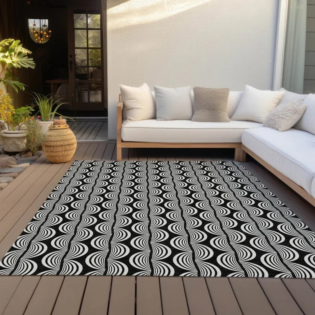 Kairova Black Washable Indoor-Outdoor Rug-Outdoor Rugs-LOOMLAN Rugs-LOOMLAN