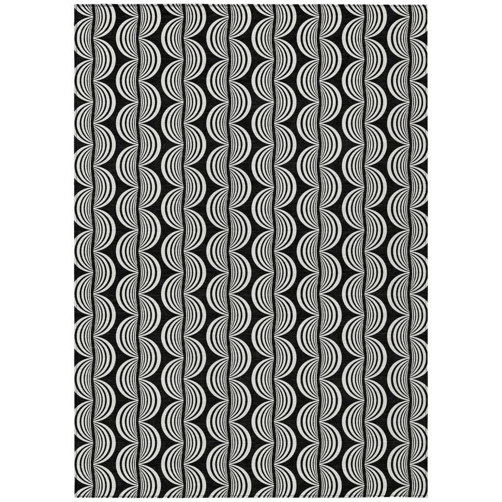 Kairova Black Washable Indoor-Outdoor Rug-Outdoor Rugs-LOOMLAN Rugs-2'6" x 3'10"-LOOMLAN