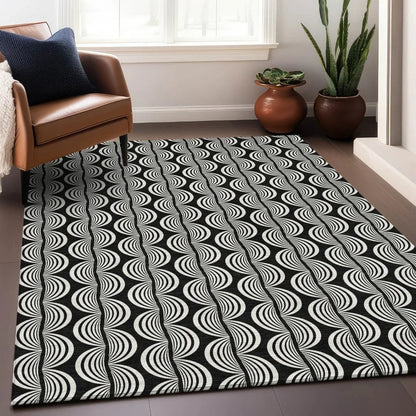 Kairova Black Washable Indoor-Outdoor Rug-Outdoor Rugs-LOOMLAN Rugs-LOOMLAN