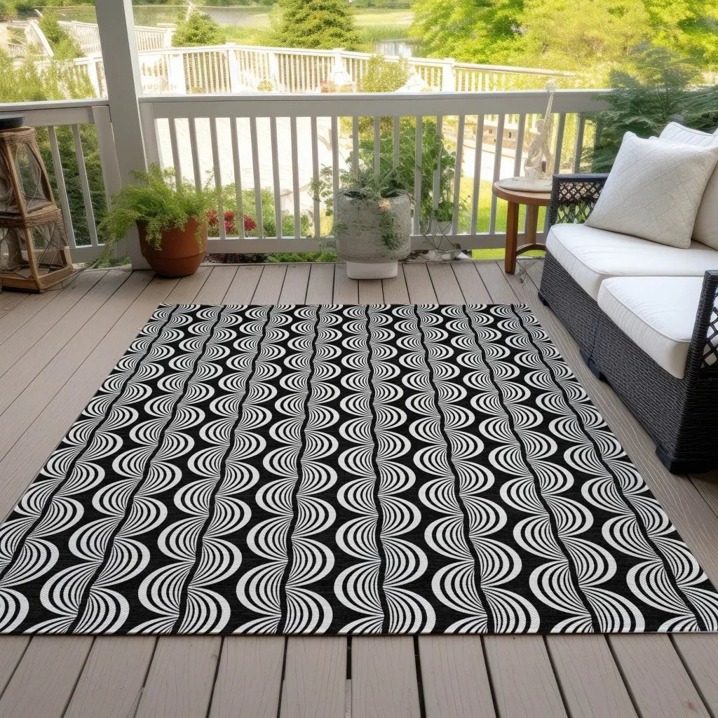 Kairova Black Washable Indoor-Outdoor Rug-Outdoor Rugs-LOOMLAN Rugs-LOOMLAN