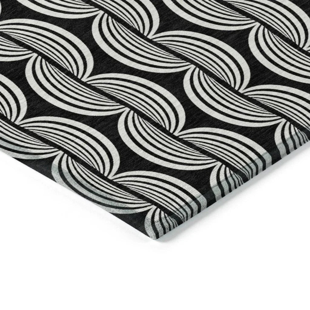 Kairova Black Washable Indoor-Outdoor Rug-Outdoor Rugs-LOOMLAN Rugs-LOOMLAN
