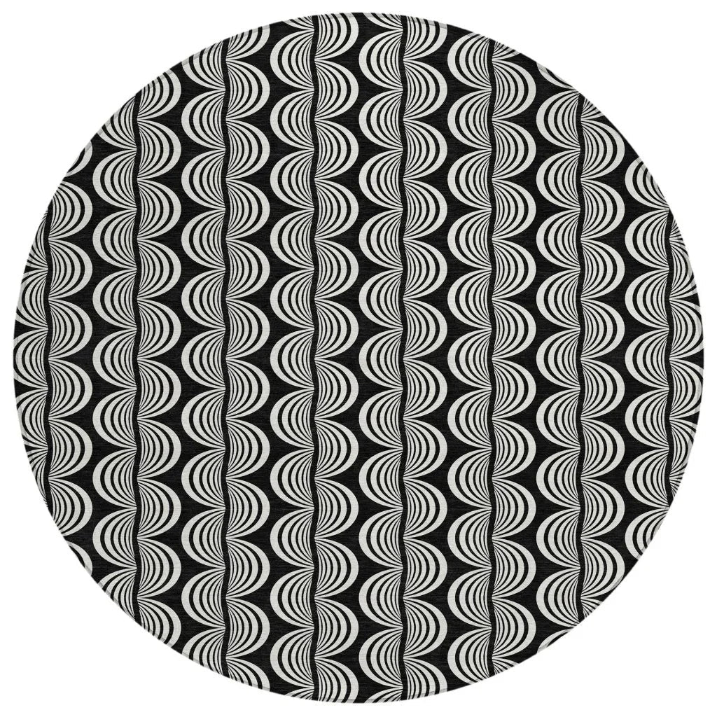 Kairova Black Washable Indoor-Outdoor Rug-Outdoor Rugs-LOOMLAN Rugs-8' x 8'-LOOMLAN