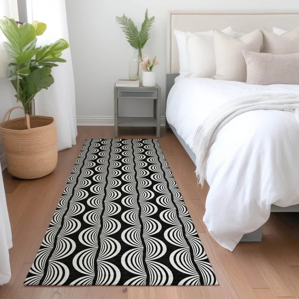 Kairova Black Washable Indoor-Outdoor Rug-Outdoor Rugs-LOOMLAN Rugs-LOOMLAN