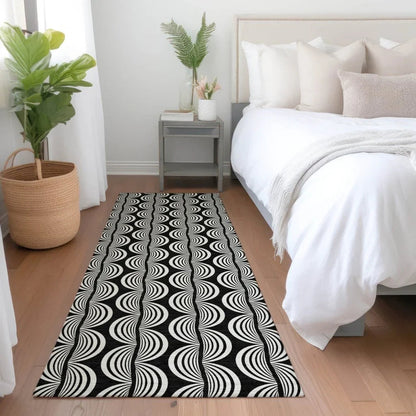 Kairova Black Washable Indoor-Outdoor Rug-Outdoor Rugs-LOOMLAN Rugs-LOOMLAN