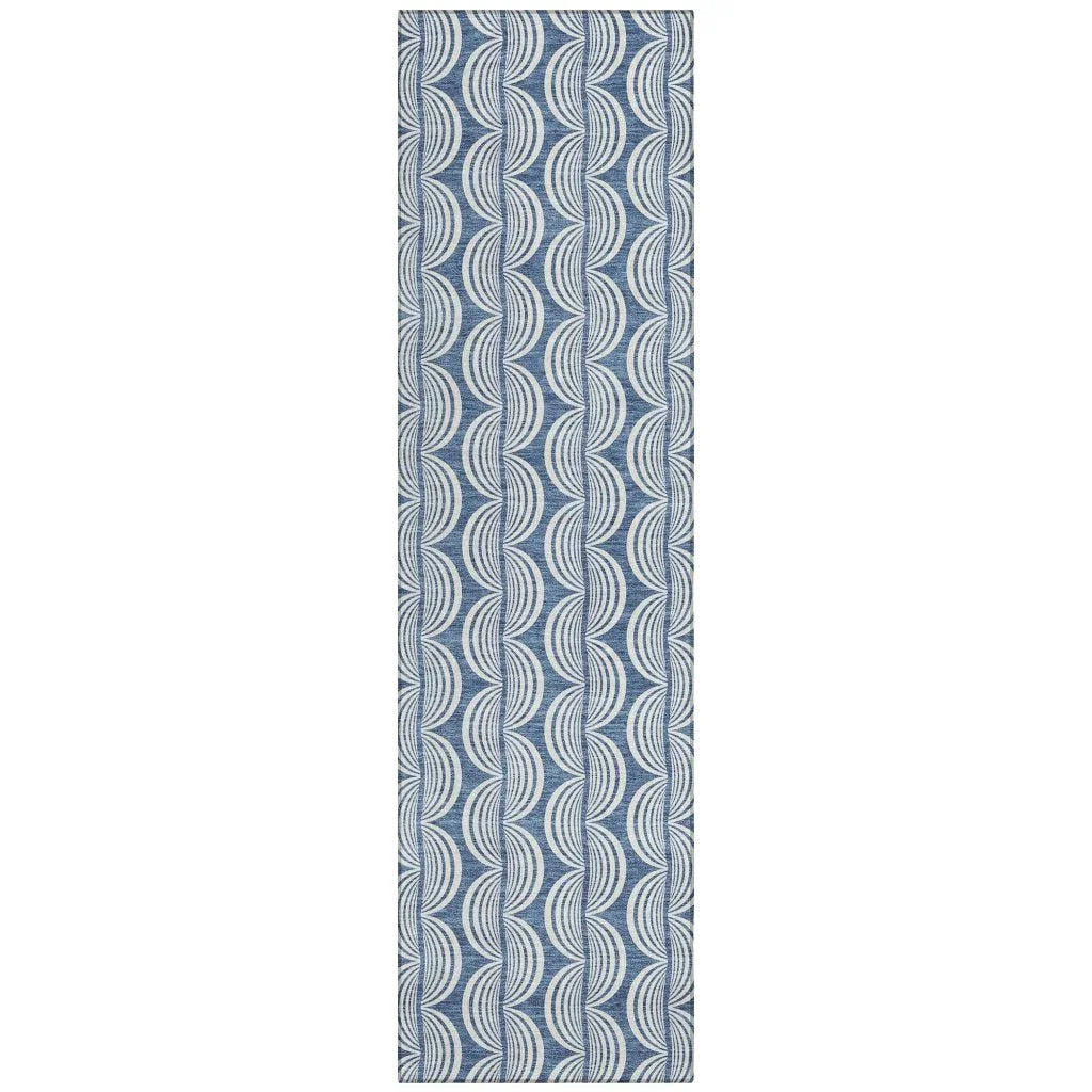 Kairova Denim Washable Indoor-Outdoor Rug-Outdoor Rugs-LOOMLAN Rugs-2'3" x 7'6"-LOOMLAN