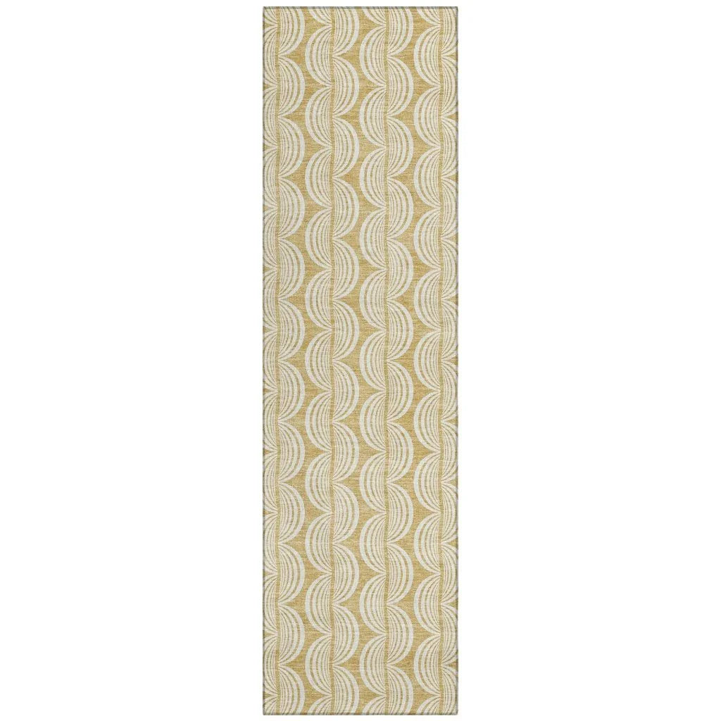 Kairova Gold Washable Indoor-Outdoor Rug-Outdoor Rugs-LOOMLAN Rugs-2'3" x 7'6"-LOOMLAN