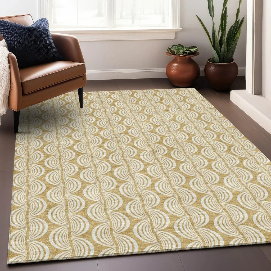 Kairova Gold Washable Indoor-Outdoor Rug-Outdoor Rugs-LOOMLAN Rugs-LOOMLAN