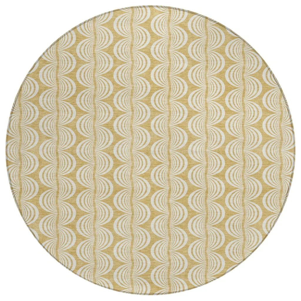 Kairova Gold Washable Indoor-Outdoor Rug-Outdoor Rugs-LOOMLAN Rugs-8' x 8'-LOOMLAN