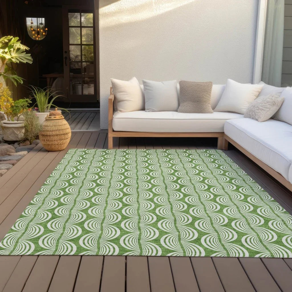 Kairova Green Washable Indoor-Outdoor Rug-Outdoor Rugs-LOOMLAN Rugs-LOOMLAN