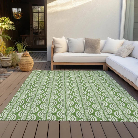 Kairova Green Washable Indoor-Outdoor Rug-Outdoor Rugs-LOOMLAN Rugs-LOOMLAN