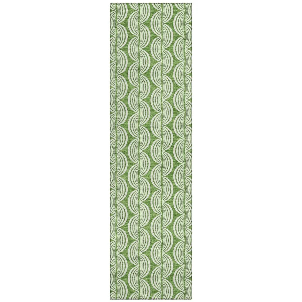 Kairova Green Washable Indoor-Outdoor Rug-Outdoor Rugs-LOOMLAN Rugs-2'3" x 7'6"-LOOMLAN