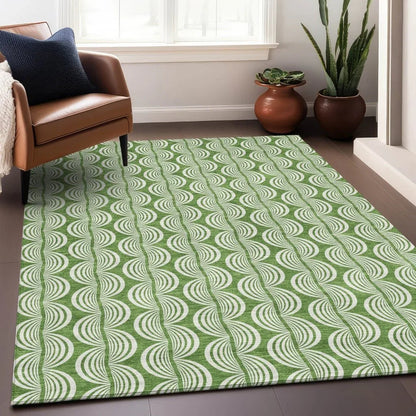 Kairova Green Washable Indoor-Outdoor Rug-Outdoor Rugs-LOOMLAN Rugs-LOOMLAN