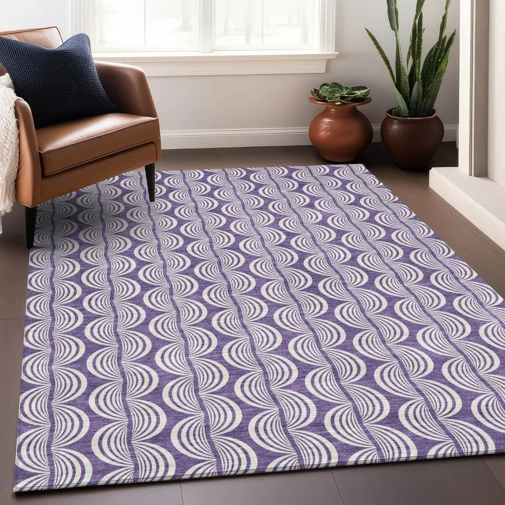 Kairova Purple Washable Indoor-Outdoor Rug-Outdoor Rugs-LOOMLAN Rugs-LOOMLAN