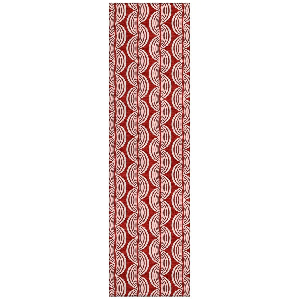 Kairova Red Washable Indoor-Outdoor Rug-Outdoor Rugs-LOOMLAN Rugs-2'3" x 7'6"-LOOMLAN