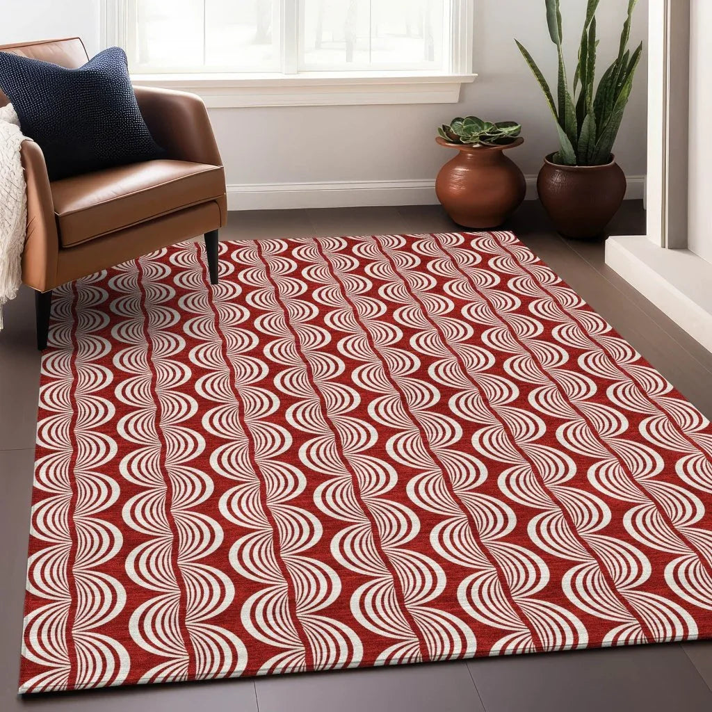 Kairova Red Washable Indoor-Outdoor Rug-Outdoor Rugs-LOOMLAN Rugs-LOOMLAN