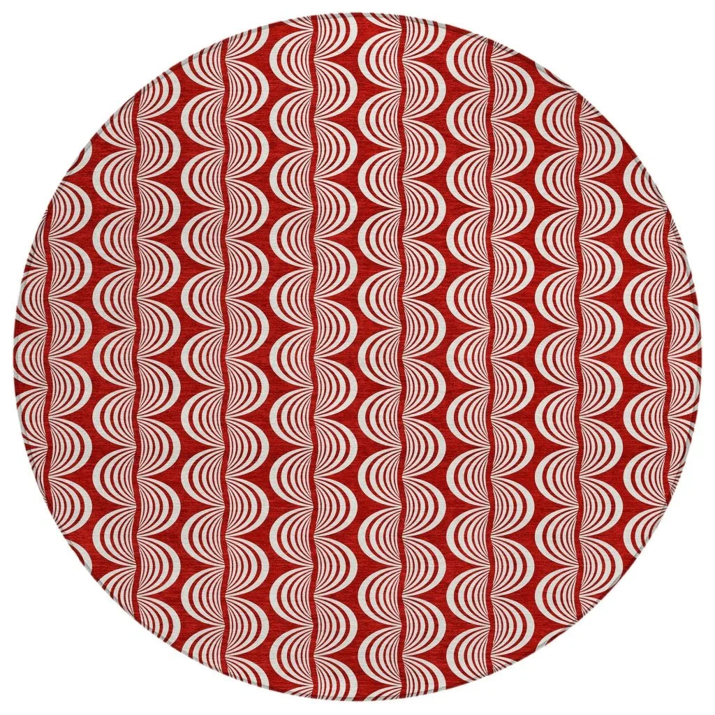Kairova Red Washable Indoor-Outdoor Rug-Outdoor Rugs-LOOMLAN Rugs-8' x 8'-LOOMLAN