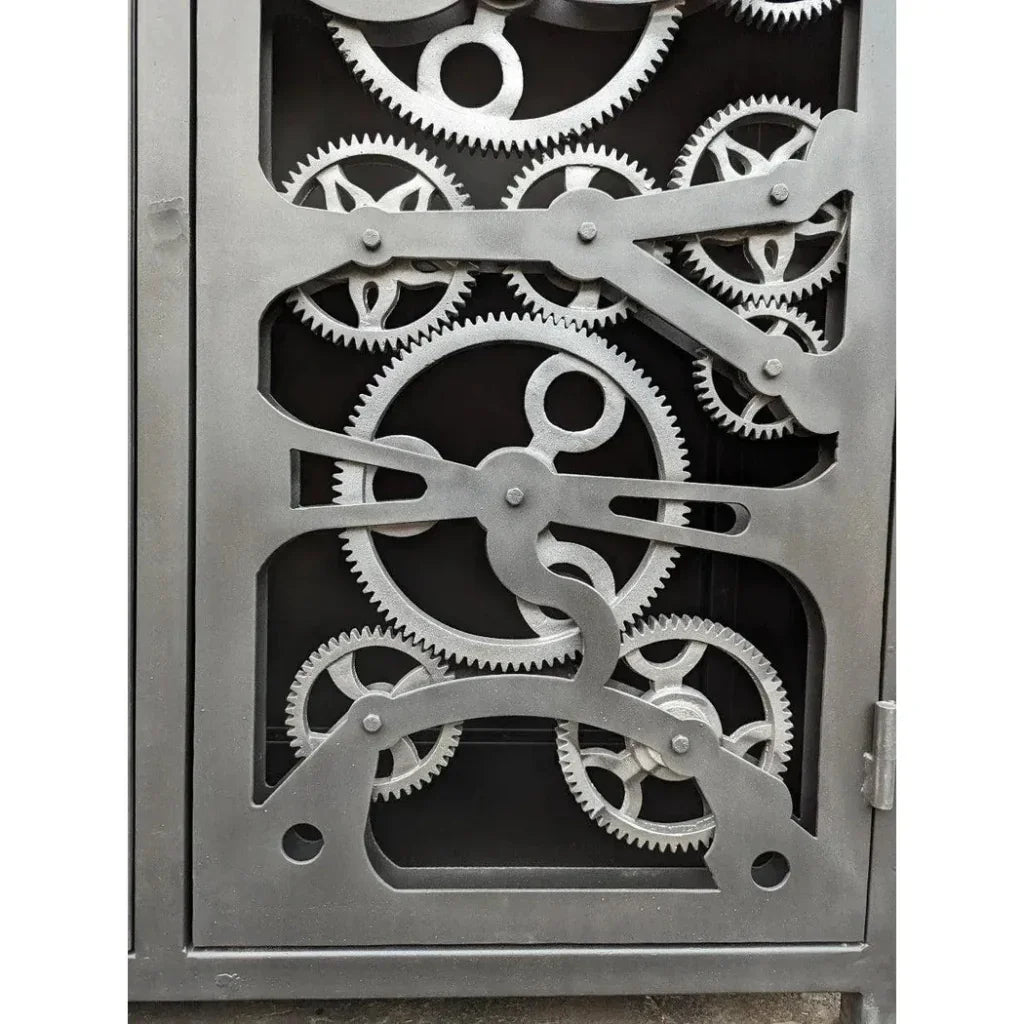 Industrial Gears Black Metal Accent Cabinet - LOOMLAN - LOOMLAN - Accent Cabinets