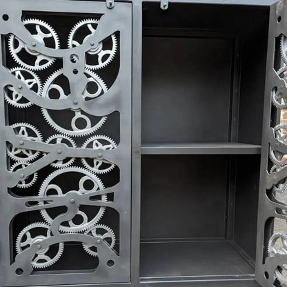 Industrial Gears Black Metal Accent Cabinet - LOOMLAN - LOOMLAN - Accent Cabinets