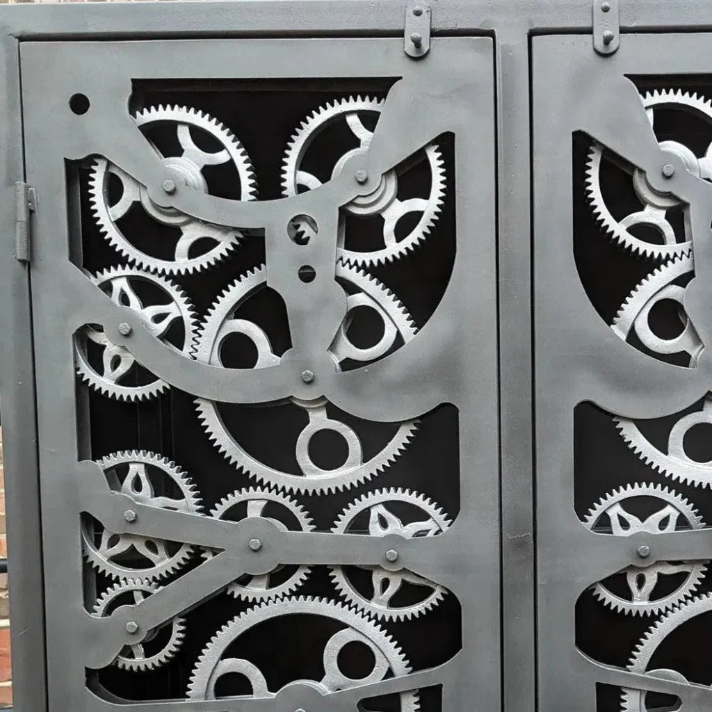 Industrial Gears Black Metal Accent Cabinet - LOOMLAN - LOOMLAN - Accent Cabinets