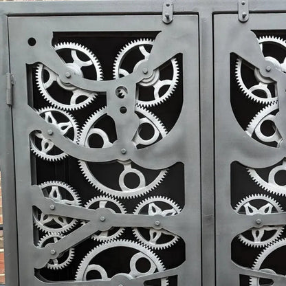 Industrial Gears Black Metal Accent Cabinet - LOOMLAN - LOOMLAN - Accent Cabinets