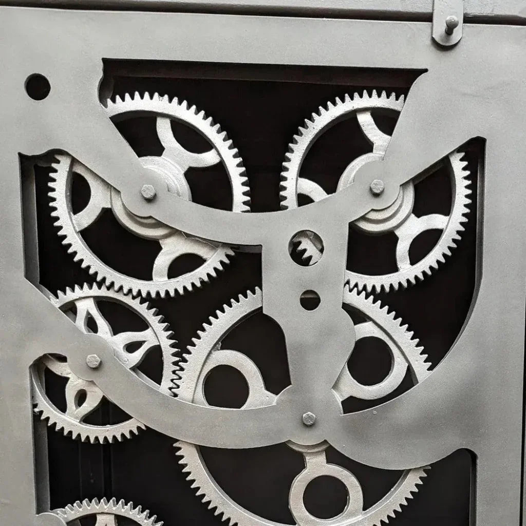 Industrial Gears Black Metal Accent Cabinet - LOOMLAN - LOOMLAN - Accent Cabinets