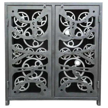Industrial Gears Black Metal Accent Cabinet - LOOMLAN - LOOMLAN - Accent Cabinets