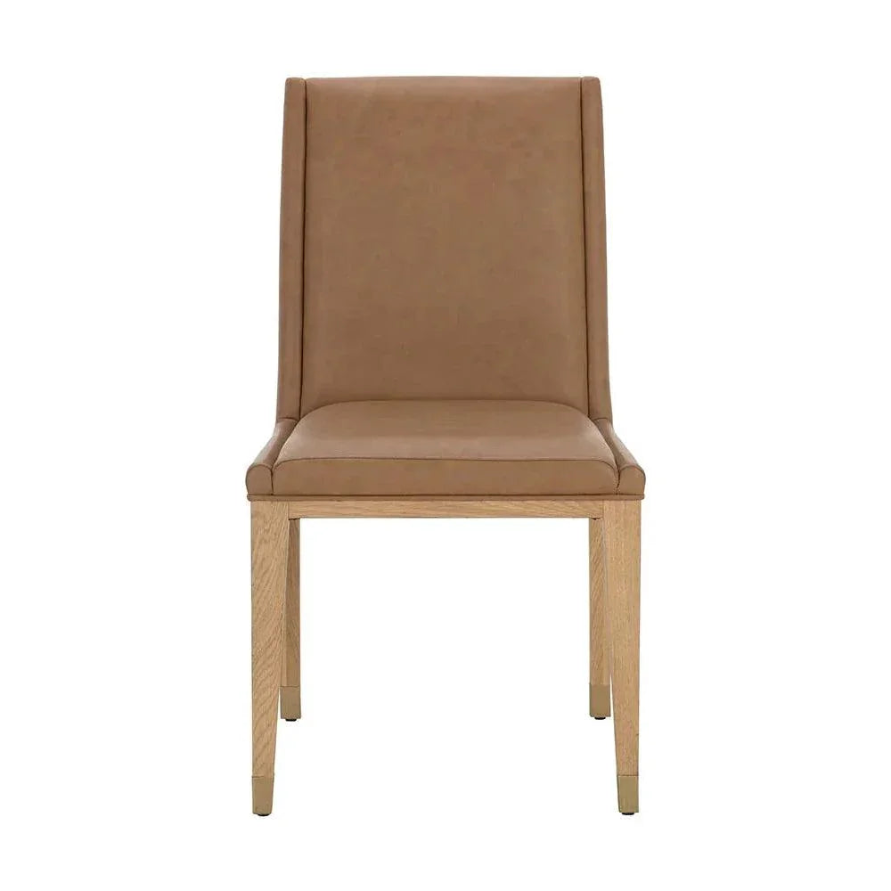 Kalla Dining Chair - Milliken Cognac Gold Foot Caps 2PC - LOOMLAN - SUNPAN - Dining Chairs