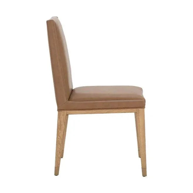 Kalla Dining Chair - Milliken Cognac Gold Foot Caps 2PC - LOOMLAN - SUNPAN - Dining Chairs