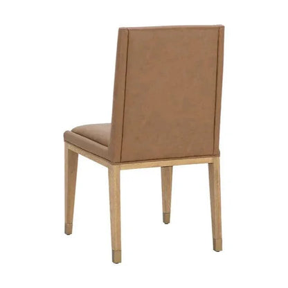 Kalla Dining Chair - Milliken Cognac Gold Foot Caps 2PC - LOOMLAN - SUNPAN - Dining Chairs