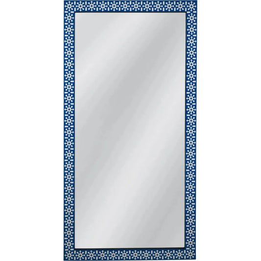 Kamal Bone Blue Vertical Floor Mirror-Floor Mirrors-Bassett Mirror-LOOMLAN