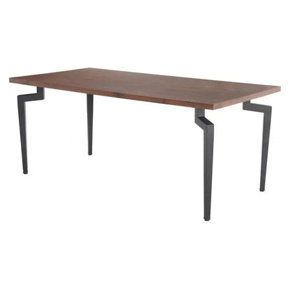 Kani Wood & Steel Walnut Rectangular Dining Table-Dining Tables-Zuo Modern-LOOMLAN