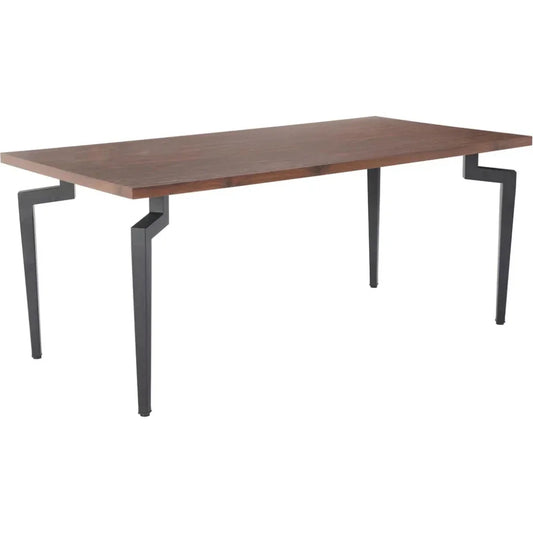 Kani Wood & Steel Walnut Rectangular Dining Table-Dining Tables-Zuo Modern-LOOMLAN