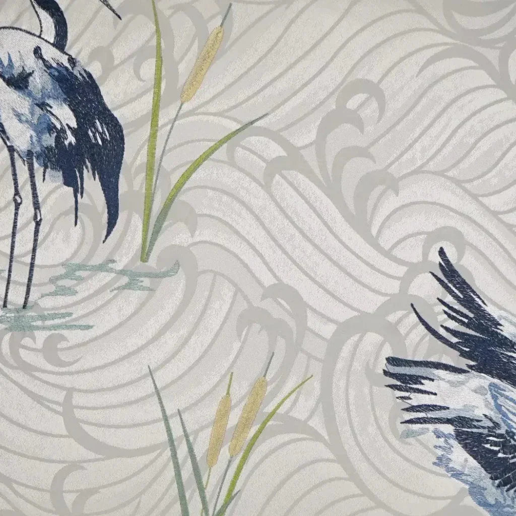 Kanji Embroidery Blue Silver Large Throw Pillow Insert - LOOMLAN - D.V. Kap - Throw Pillows