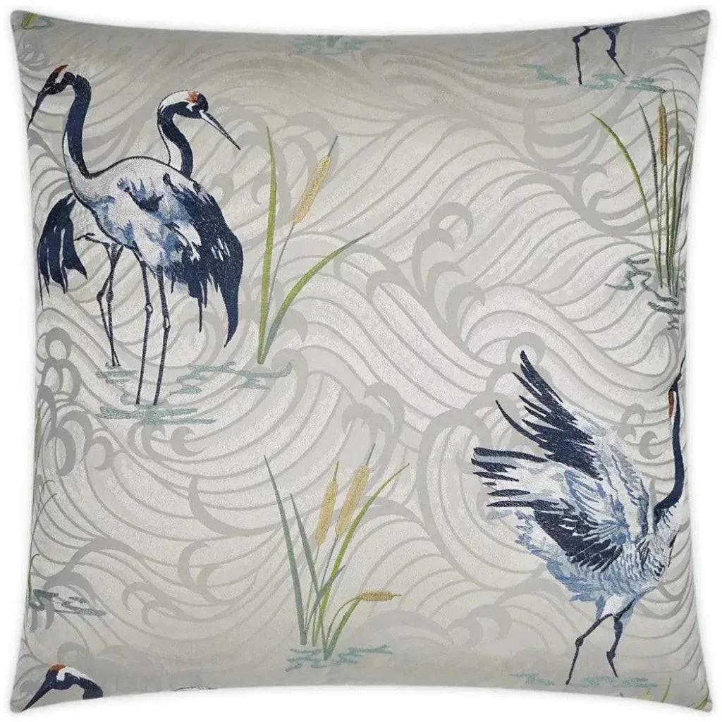 Kanji Embroidery Blue Silver Large Throw Pillow Insert - LOOMLAN - D.V. Kap - Throw Pillows