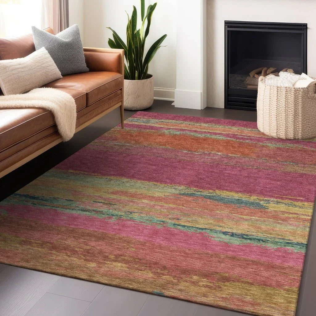 Karvoun Pink Washable Indoor - Outdoor Rug - LOOMLAN - LOOMLAN Rugs - Outdoor Rugs