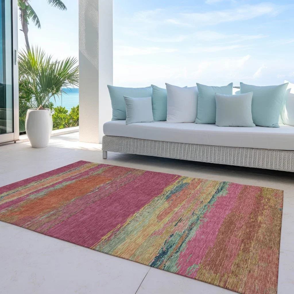 Karvoun Pink Washable Indoor - Outdoor Rug - LOOMLAN - LOOMLAN Rugs - Outdoor Rugs