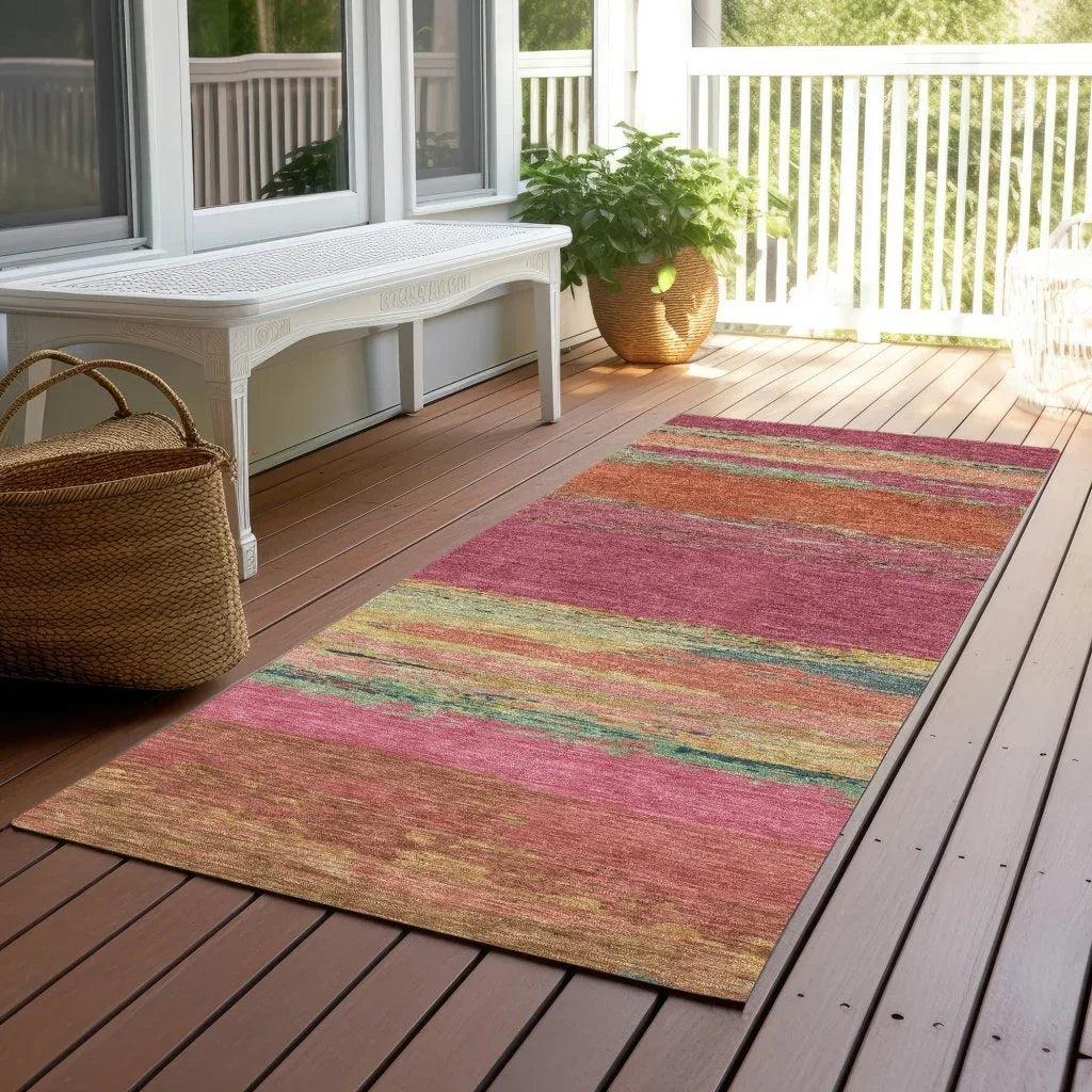 Karvoun Pink Washable Indoor - Outdoor Rug - LOOMLAN - LOOMLAN Rugs - Outdoor Rugs