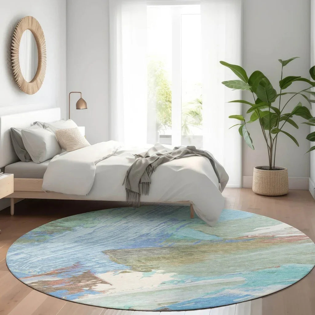 Kashana Blue Washable Indoor - Outdoor Rug - LOOMLAN - LOOMLAN Rugs - Outdoor Rugs