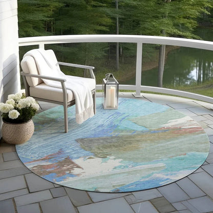 Kashana Blue Washable Indoor - Outdoor Rug - LOOMLAN - LOOMLAN Rugs - Outdoor Rugs