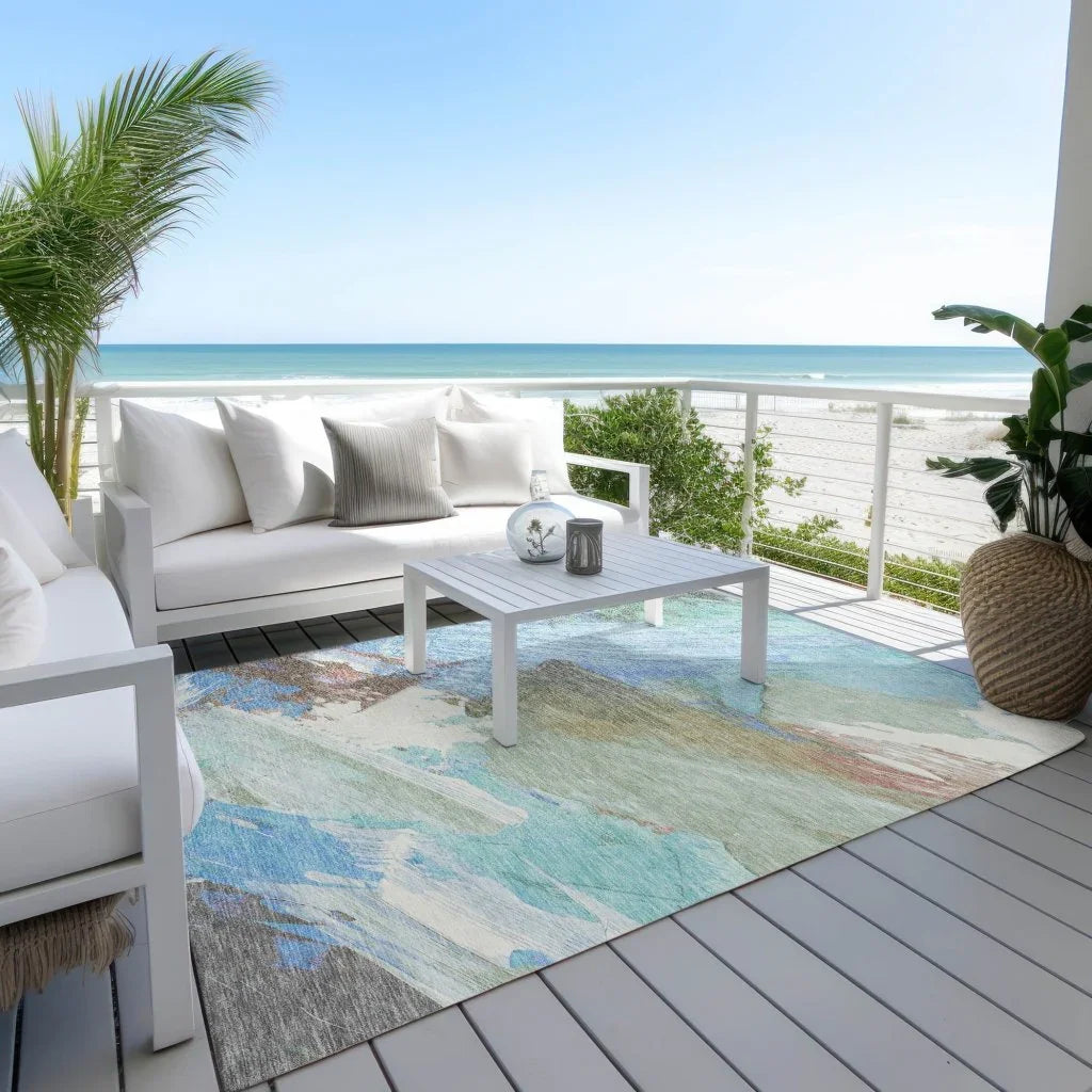 Kashana Blue Washable Indoor - Outdoor Rug - LOOMLAN - LOOMLAN Rugs - Outdoor Rugs