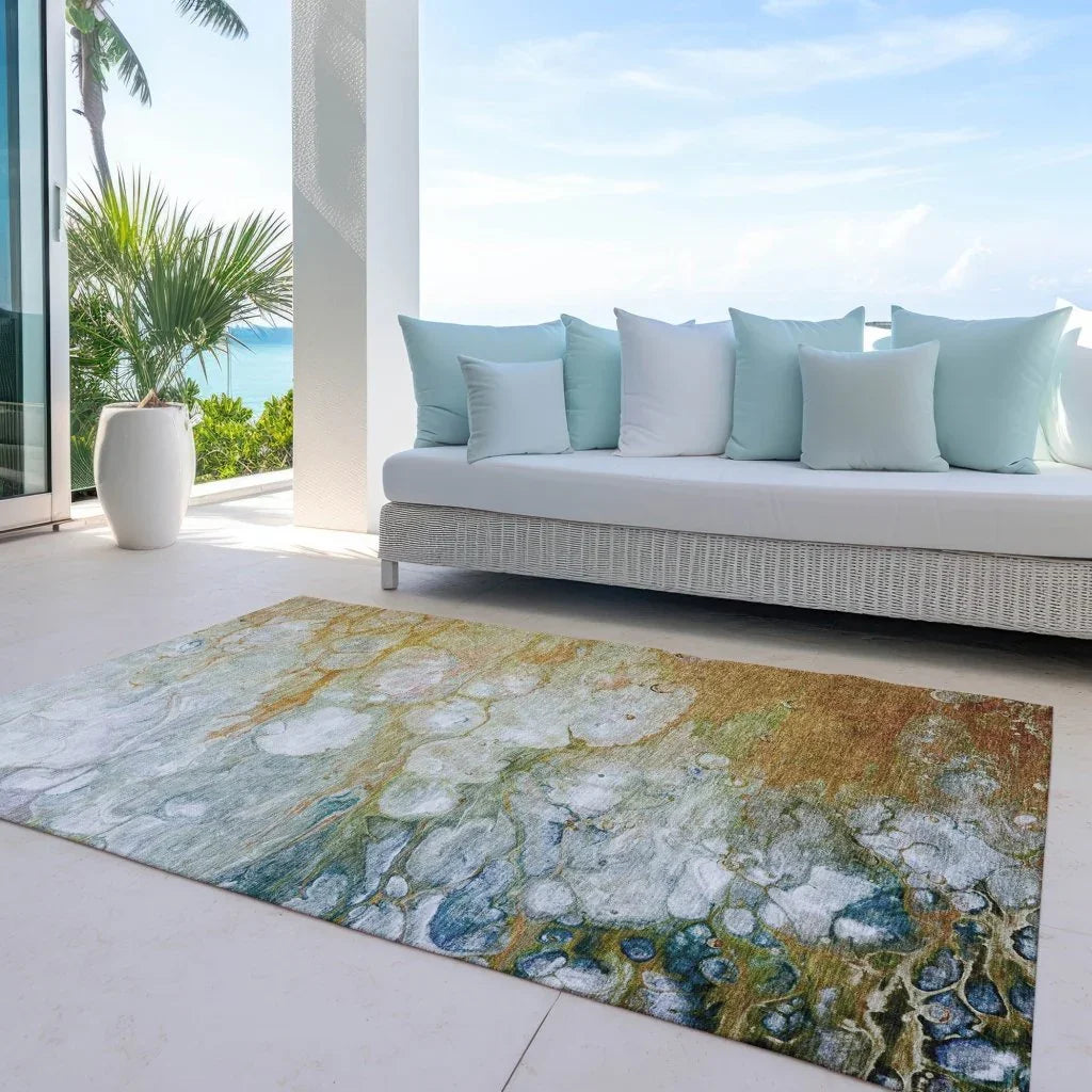 Kashava Orange Washable Indoor - Outdoor Rug - LOOMLAN - LOOMLAN Rugs - Outdoor Rugs