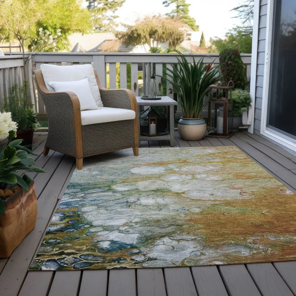 Kashava Orange Washable Indoor - Outdoor Rug - LOOMLAN - LOOMLAN Rugs - Outdoor Rugs