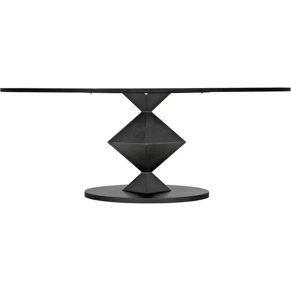 Katana Oval Dining Table, Black Metal-Dining Tables-Noir-LOOMLAN