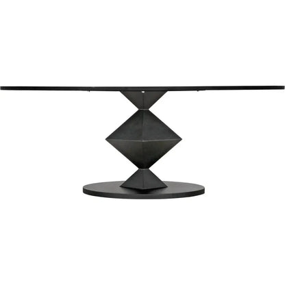 Katana Oval Dining Table, Black Metal-Dining Tables-Noir-LOOMLAN