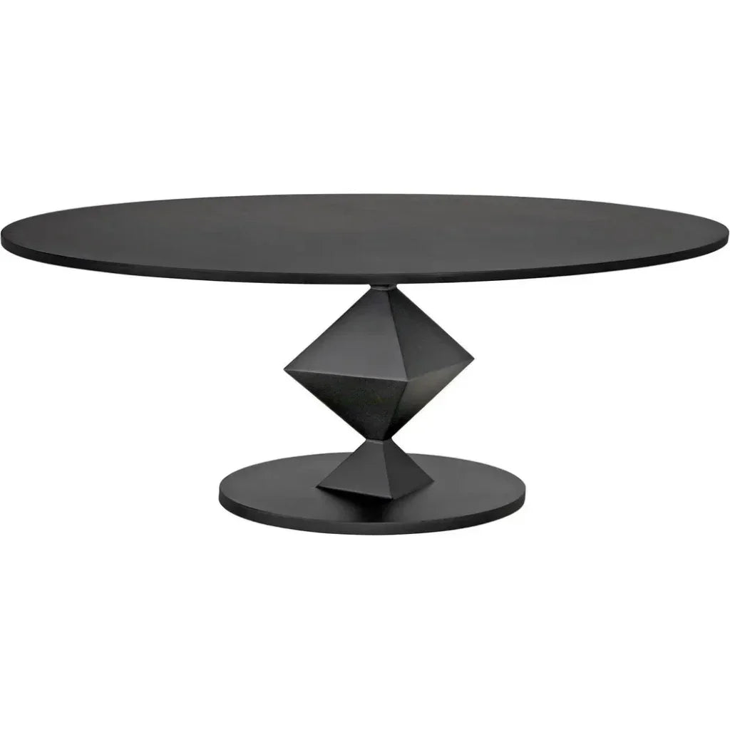 Katana Oval Dining Table, Black Metal-Dining Tables-Noir-LOOMLAN