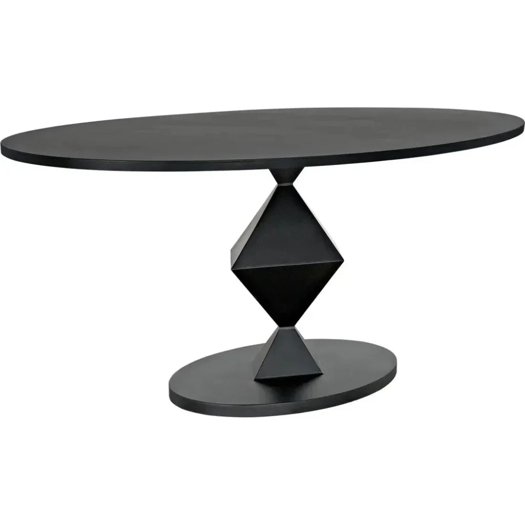 Katana Oval Dining Table, Black Metal-Dining Tables-Noir-LOOMLAN